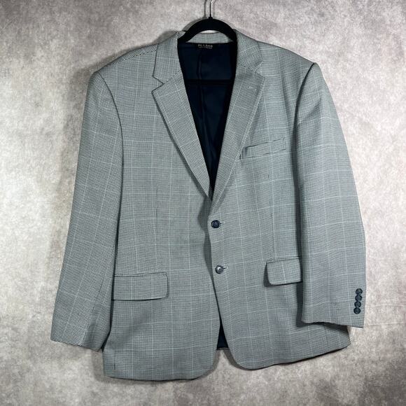 Jos. A. Bank Blazer Mens Size 44S Blue Black Houndstooth Tailored Fit Two-Button - Picture 1 of 11